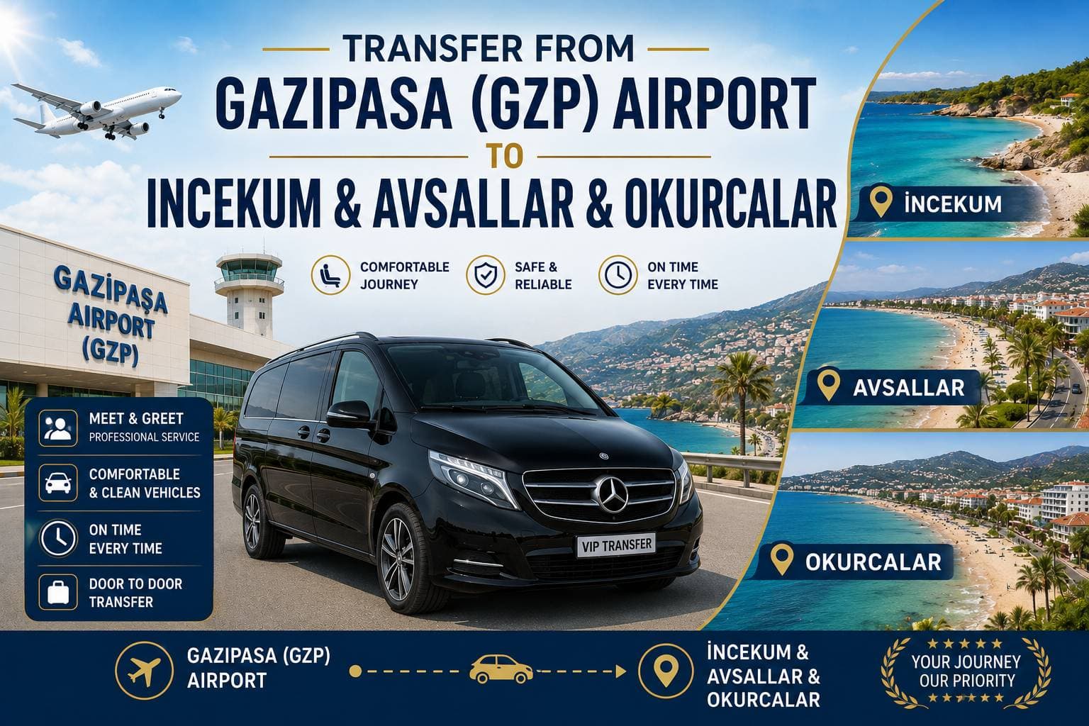 Transfer from Gazipasa (GZP) Airport to Incekum & Avsallar & Okurcalar